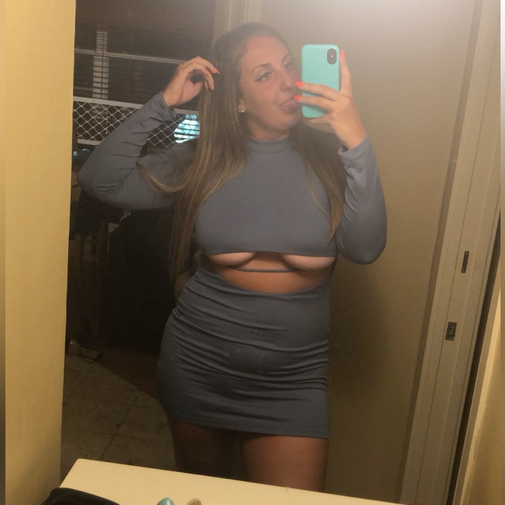Fashion Nova Slate Blue Cutout Bodycon Dress